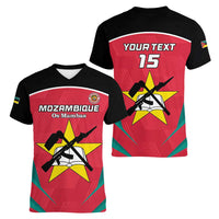 Custom Mozambique Football Women V-Neck T-Shirt Go Os Mambas - Wonder Print Shop