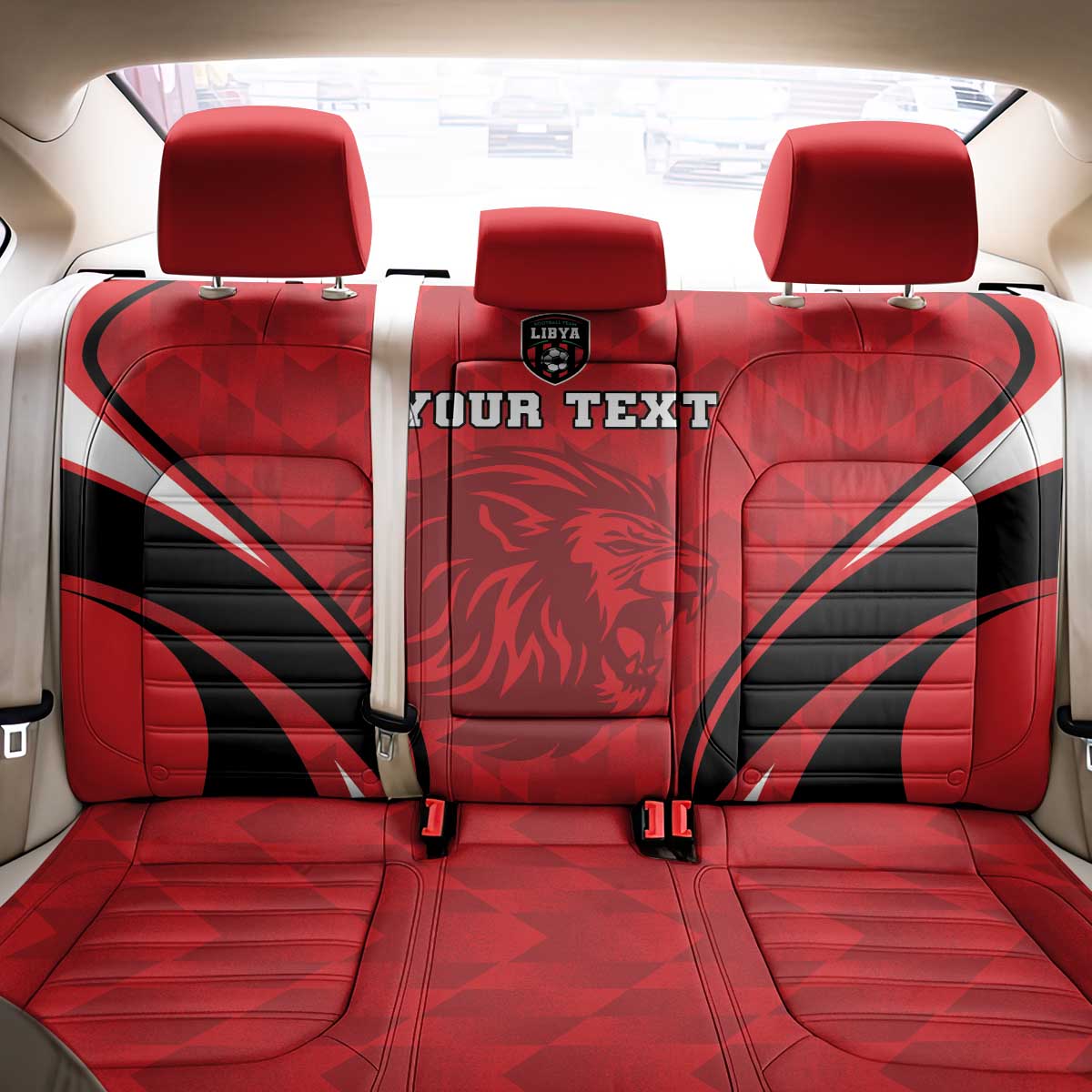 Custom Libya Football Back Car Seat Cover Go Fursan al-Mutawasit - Wonder Print Shop