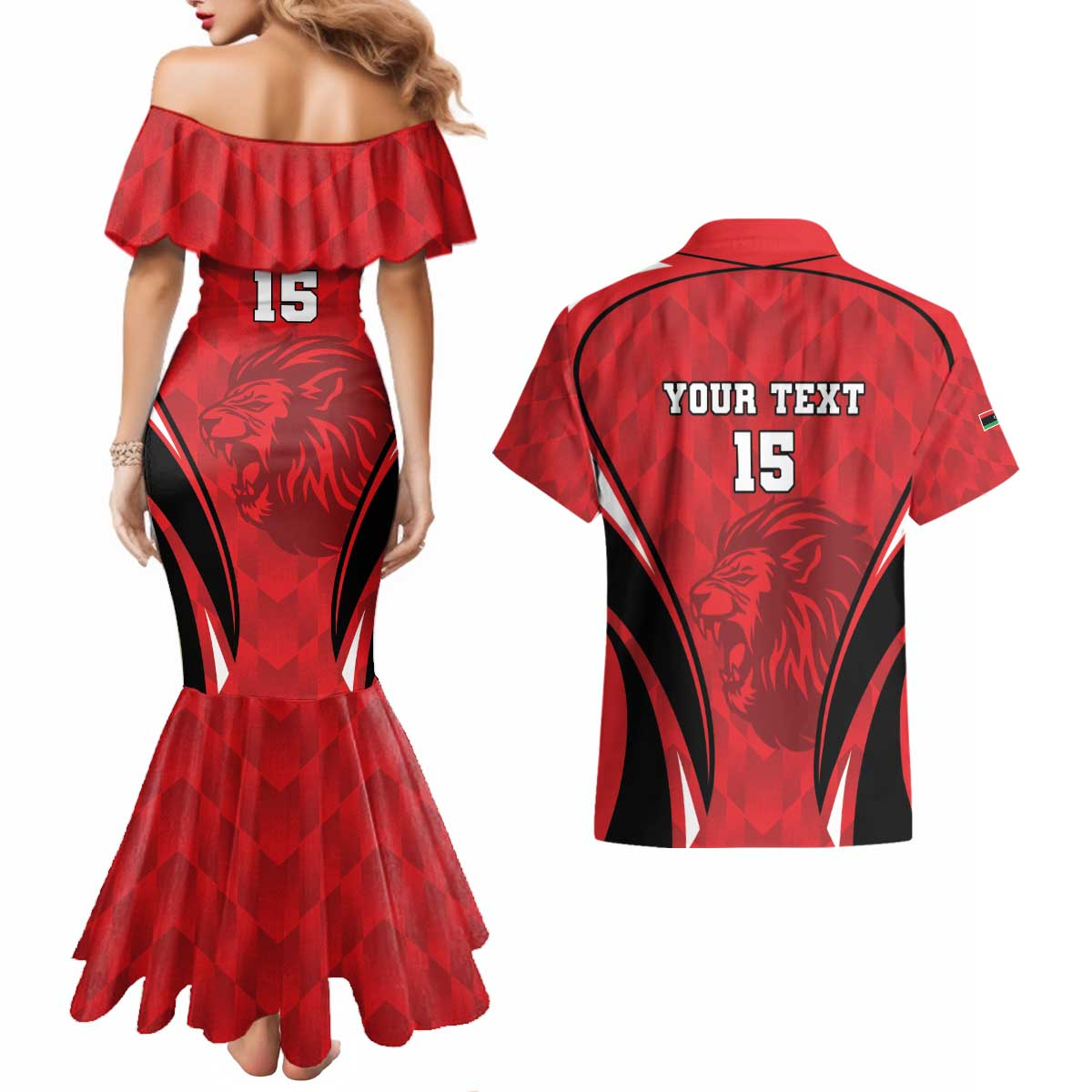 Custom Libya Football Couples Matching Mermaid Dress and Hawaiian Shirt Go Fursan al-Mutawasit - Wonder Print Shop