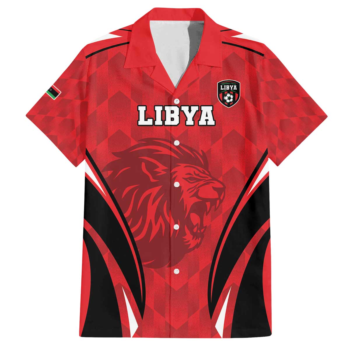 Custom Libya Football Family Matching Off The Shoulder Long Sleeve Dress and Hawaiian Shirt Go Fursan al-Mutawasit - Wonder Print Shop