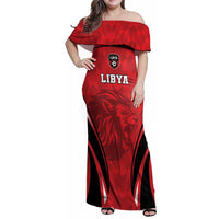 Custom Libya Football Family Matching Off Shoulder Maxi Dress and Hawaiian Shirt Go Fursan al-Mutawasit - Wonder Print Shop