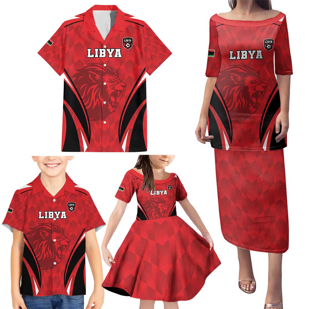 Custom Libya Football Family Matching Puletasi and Hawaiian Shirt Go Fursan al-Mutawasit - Wonder Print Shop