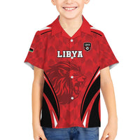 Custom Libya Football Family Matching Short Sleeve Bodycon Dress and Hawaiian Shirt Go Fursan al-Mutawasit - Wonder Print Shop