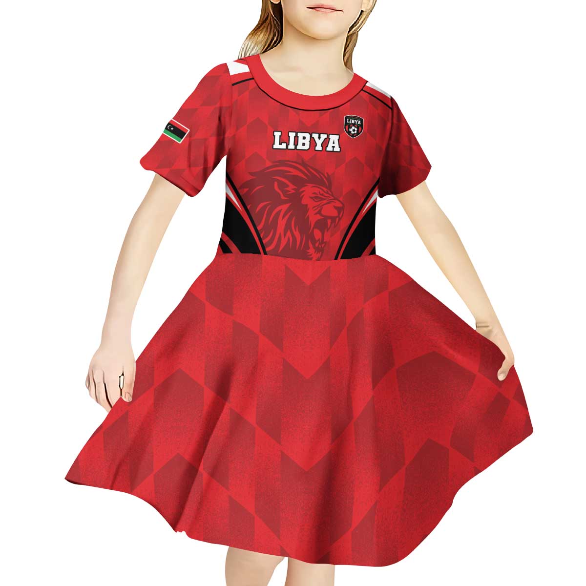 Custom Libya Football Kid Short Sleeve Dress Go Fursan al-Mutawasit - Wonder Print Shop