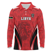 Custom Libya Football Long Sleeve Polo Shirt Go Fursan al-Mutawasit - Wonder Print Shop