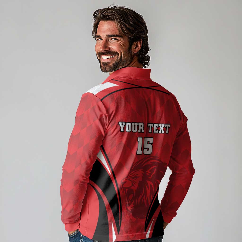 Custom Libya Football Long Sleeve Polo Shirt Go Fursan al-Mutawasit - Wonder Print Shop