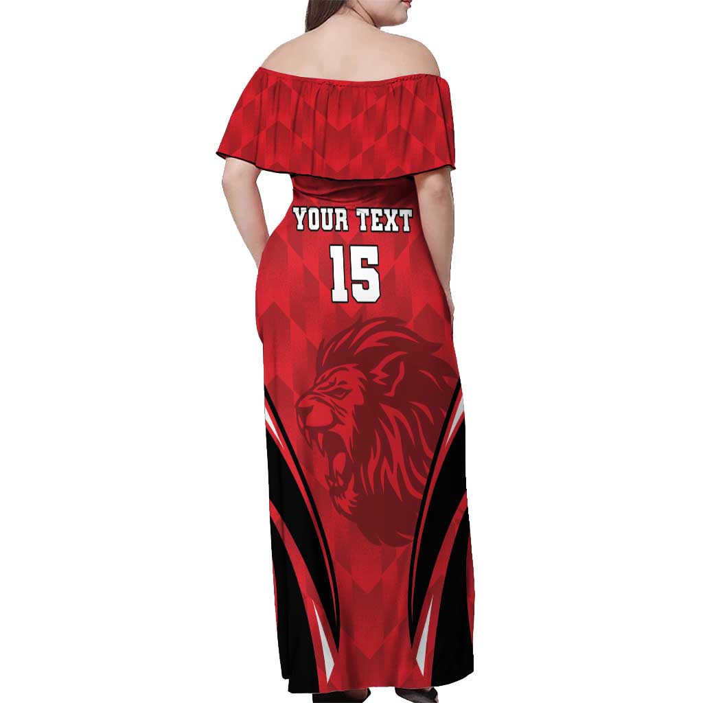 Custom Libya Football Off Shoulder Maxi Dress Go Fursan al-Mutawasit - Wonder Print Shop