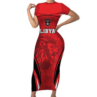 Custom Libya Football Short Sleeve Bodycon Dress Go Fursan al-Mutawasit - Wonder Print Shop