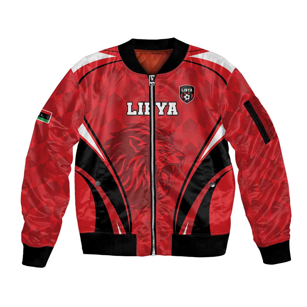 Custom Libya Football Sleeve Zip Bomber Jacket Go Fursan al-Mutawasit - Wonder Print Shop