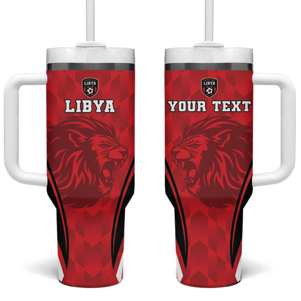 Custom Libya Football Tumbler With Handle Go Fursan al-Mutawasit - Wonder Print Shop
