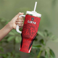 Custom Libya Football Tumbler With Handle Go Fursan al-Mutawasit - Wonder Print Shop