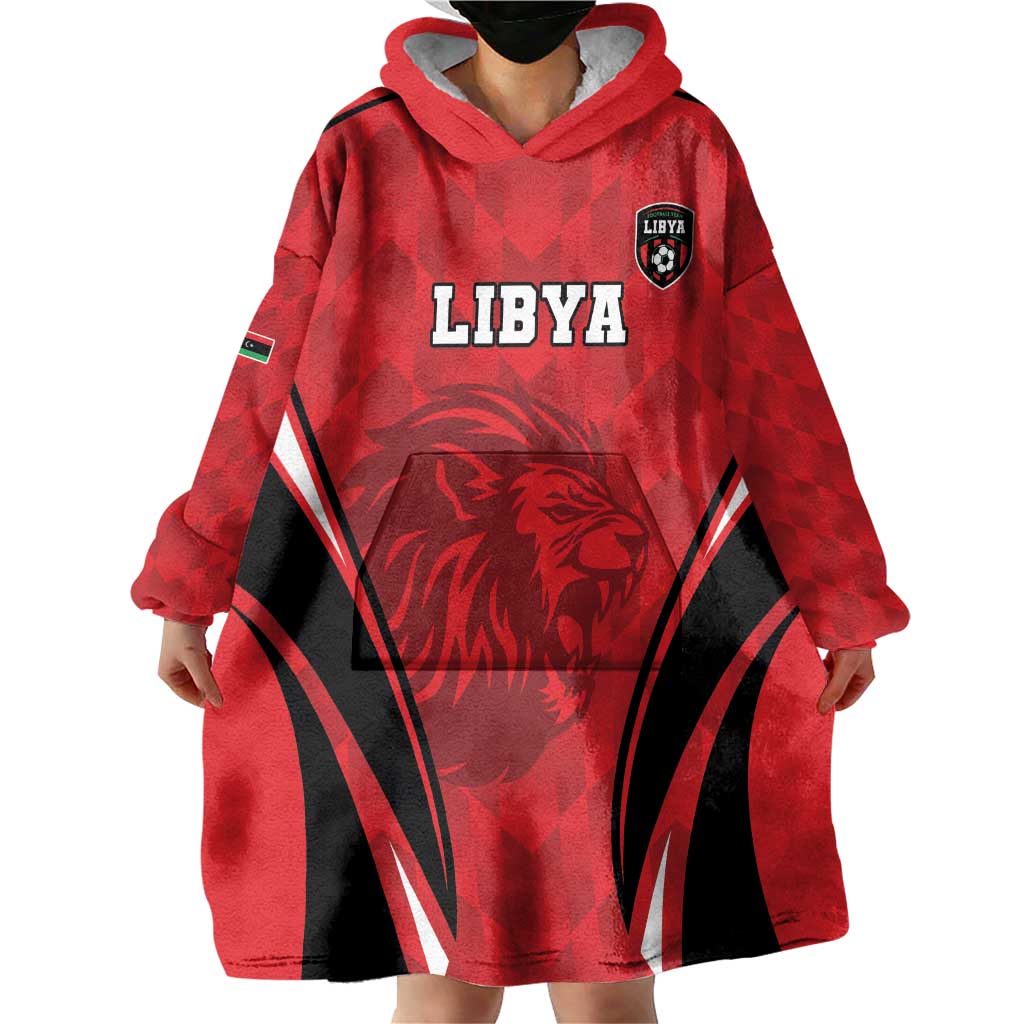 Custom Libya Football Wearable Blanket Hoodie Go Fursan al-Mutawasit - Wonder Print Shop