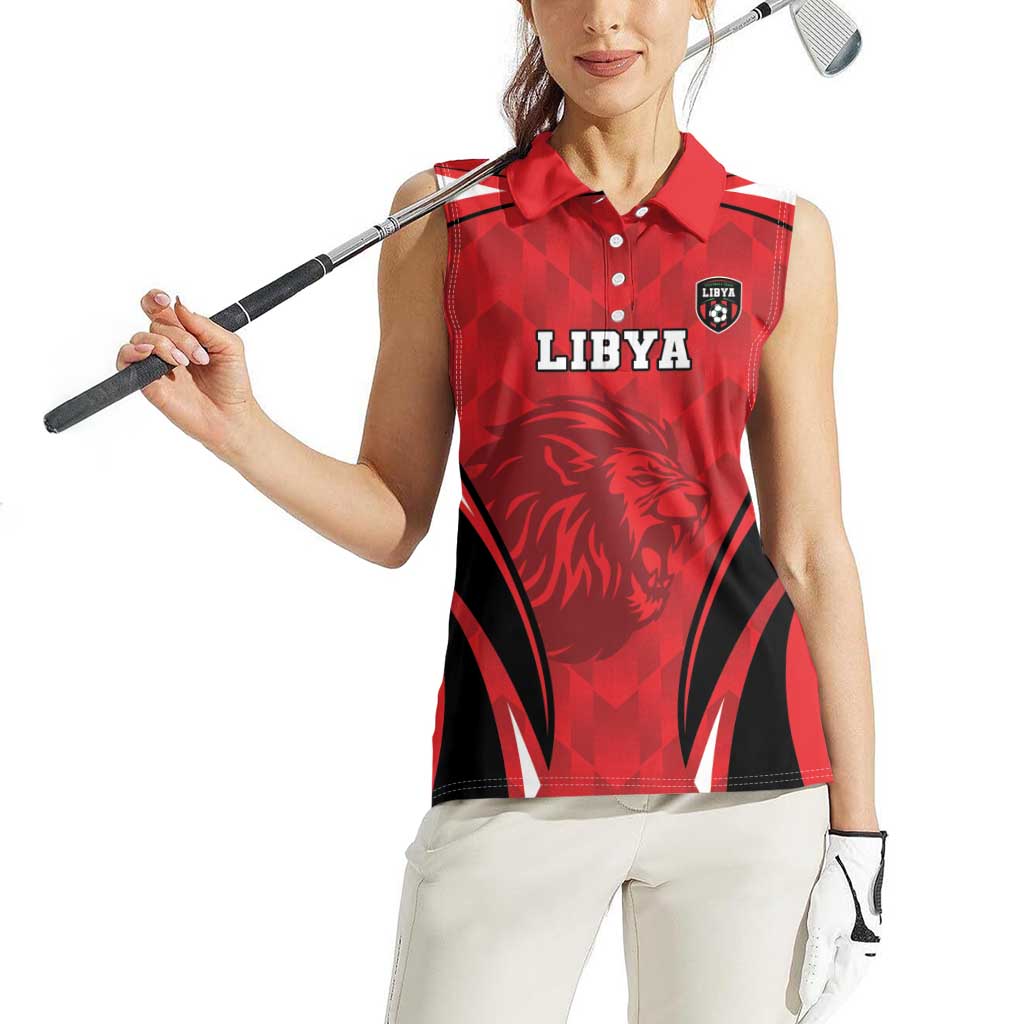 Custom Libya Football Women Sleeveless Polo Shirt Go Fursan al-Mutawasit - Wonder Print Shop