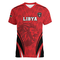 Custom Libya Football Women V-Neck T-Shirt Go Fursan al-Mutawasit - Wonder Print Shop