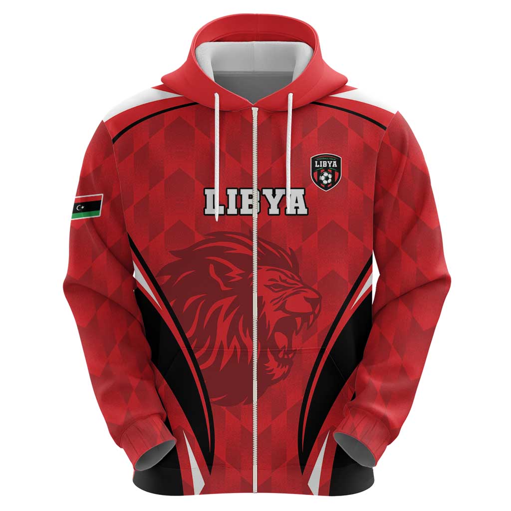 Custom Libya Football Zip Hoodie Go Fursan al-Mutawasit - Wonder Print Shop