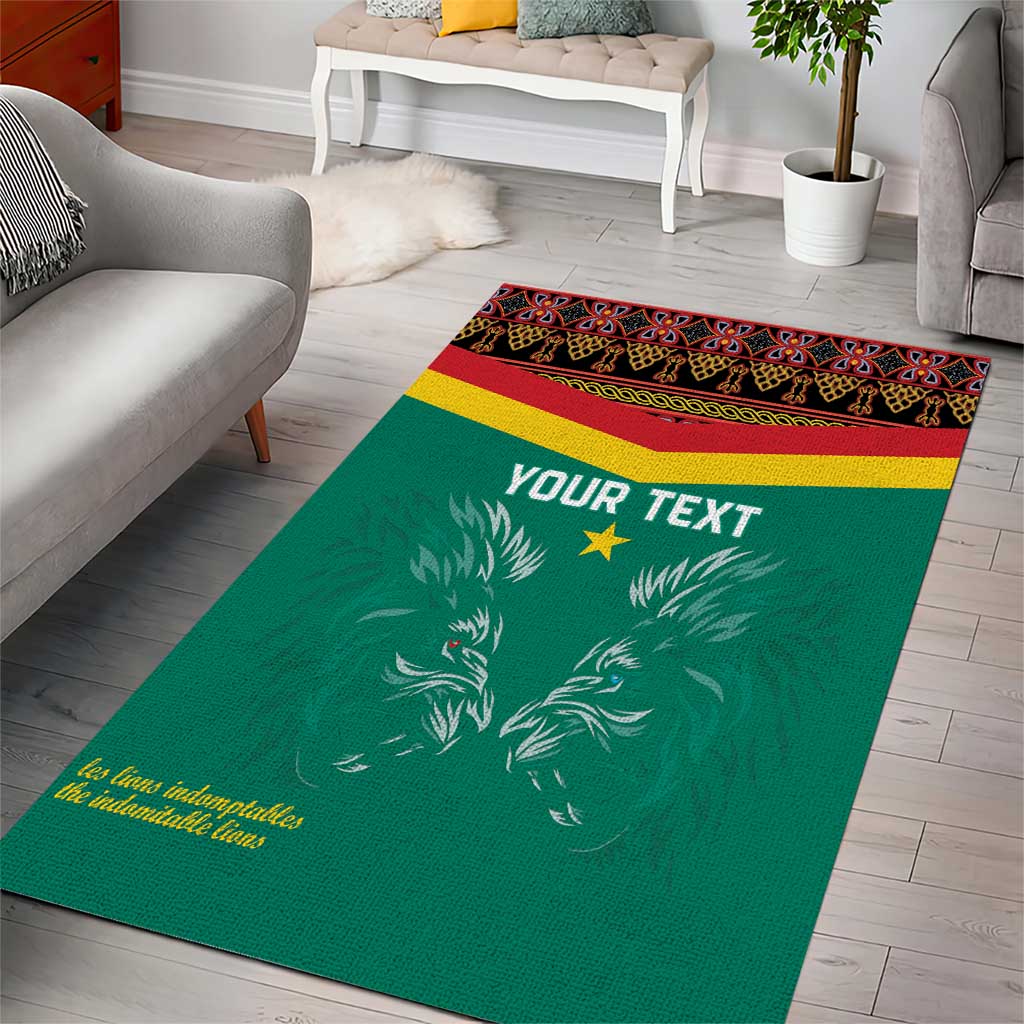 Custom Cameroon Football Area Rug Go Champions - Toghu Pattern