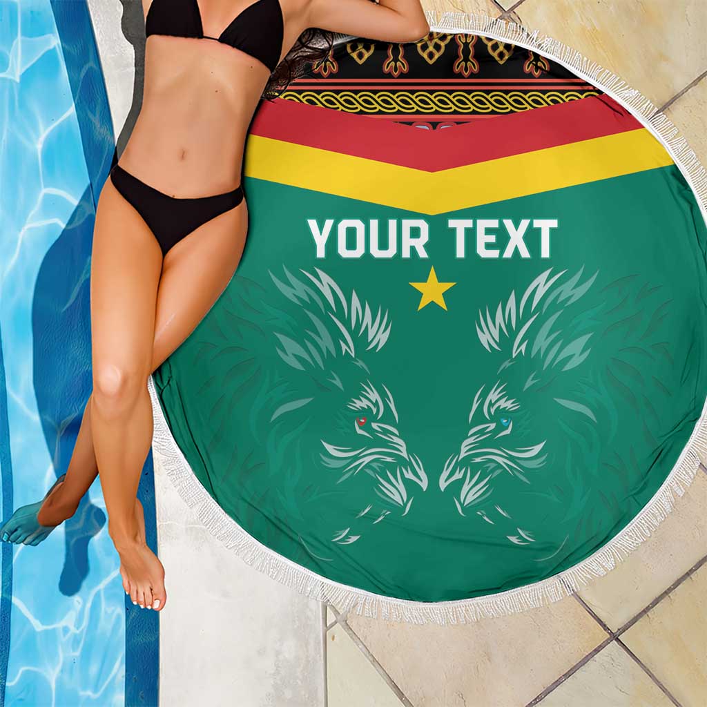 Custom Cameroon Football Beach Blanket Go Champions - Toghu Pattern