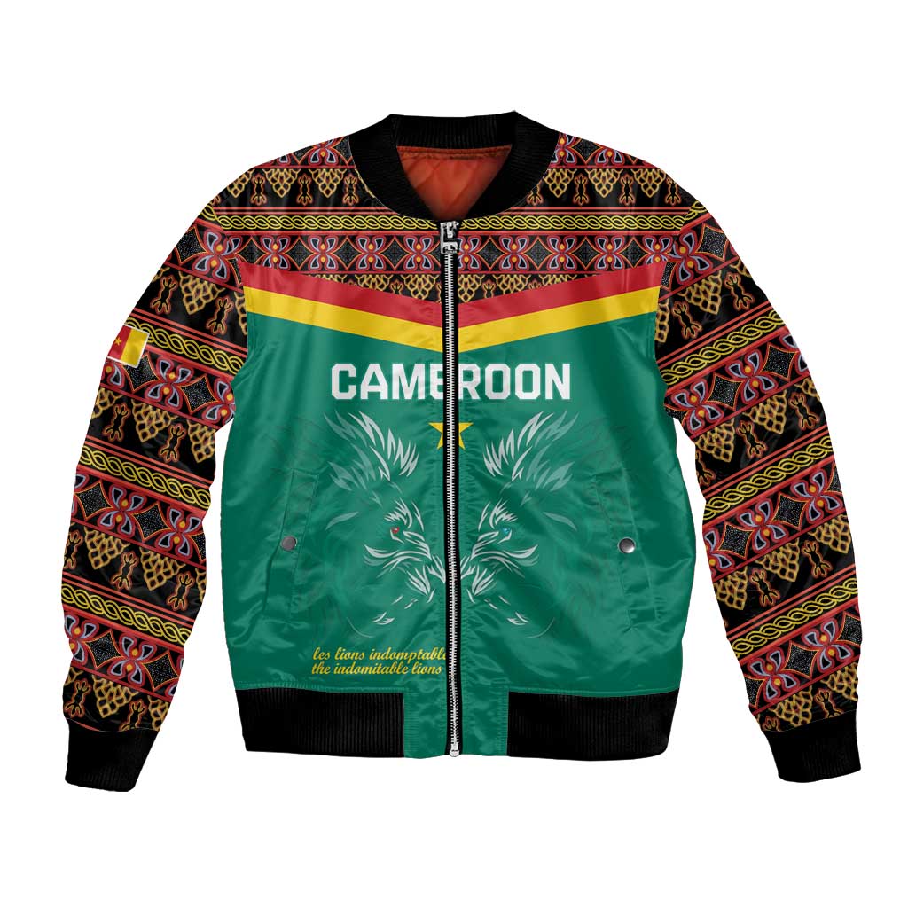 Custom Cameroon Football Bomber Jacket Go Champions - Toghu Pattern