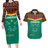 Custom Cameroon Football Couples Matching Long Sleeve Bodycon Dress and Hawaiian Shirt Go Champions - Toghu Pattern