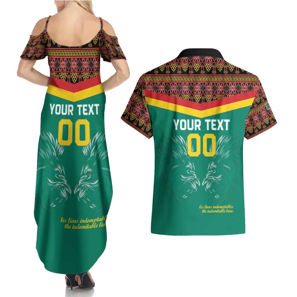 Custom Cameroon Football Couples Matching Summer Maxi Dress and Hawaiian Shirt Go Champions - Toghu Pattern