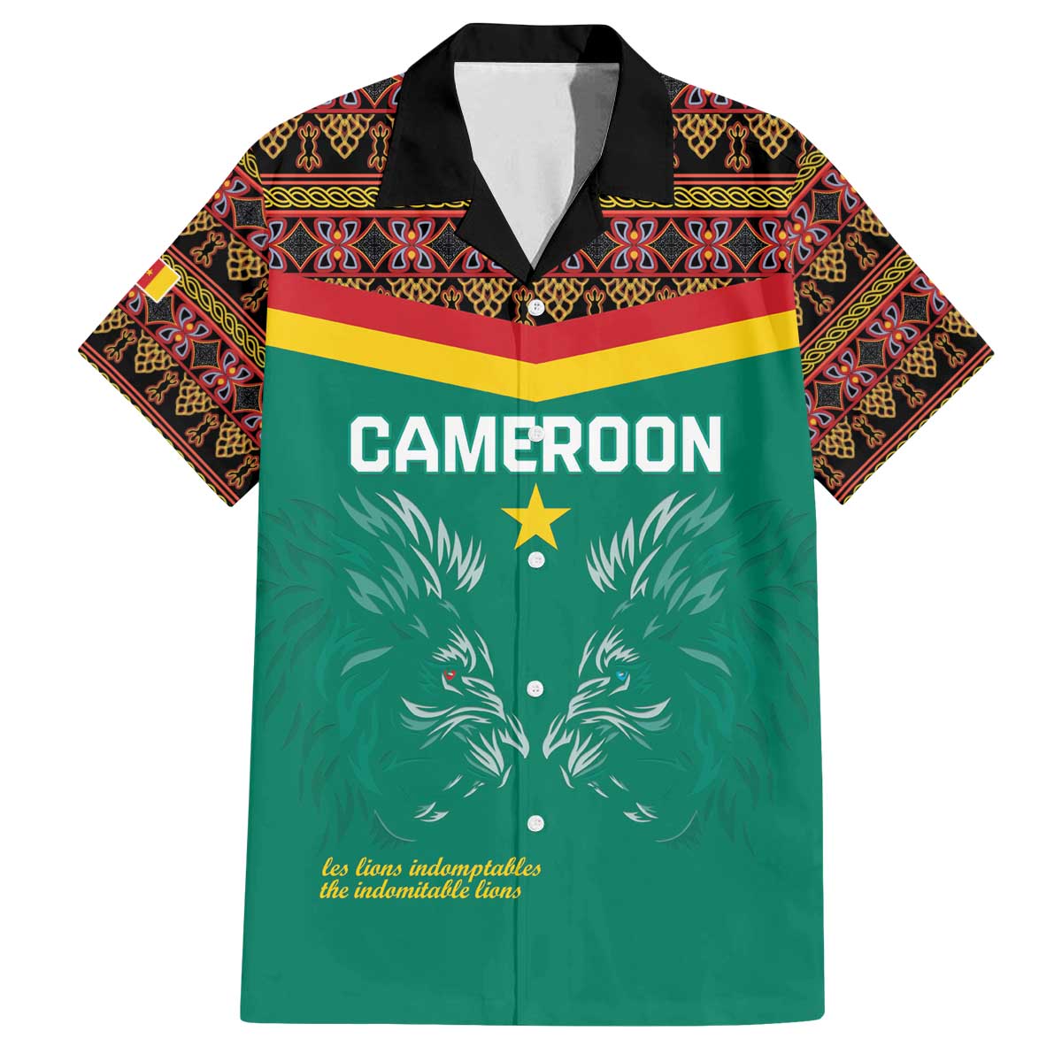Custom Cameroon Football Family Matching Off The Shoulder Long Sleeve Dress and Hawaiian Shirt Go Champions - Toghu Pattern