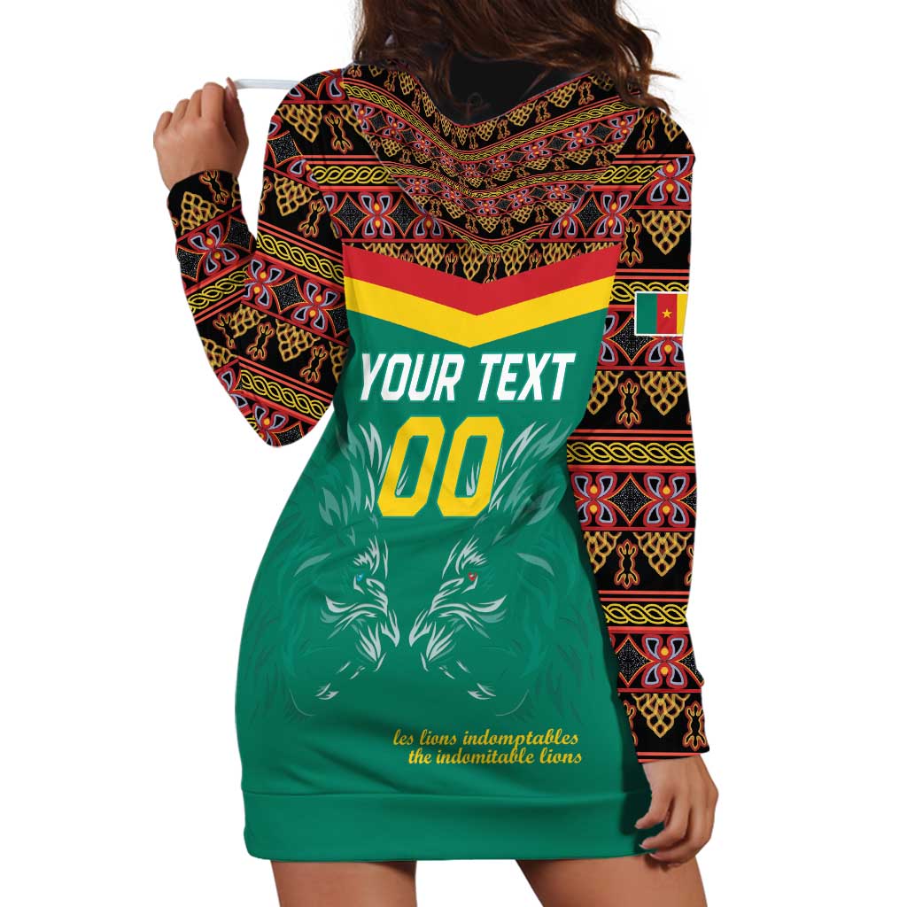 Custom Cameroon Football Hoodie Dress Go Champions - Toghu Pattern