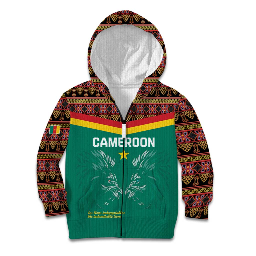 Custom Cameroon Football Kid Hoodie Go Champions - Toghu Pattern