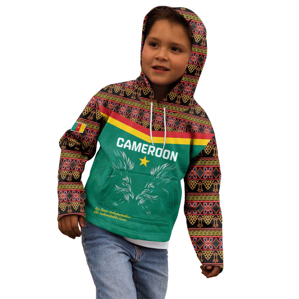 Custom Cameroon Football Kid Hoodie Go Champions - Toghu Pattern