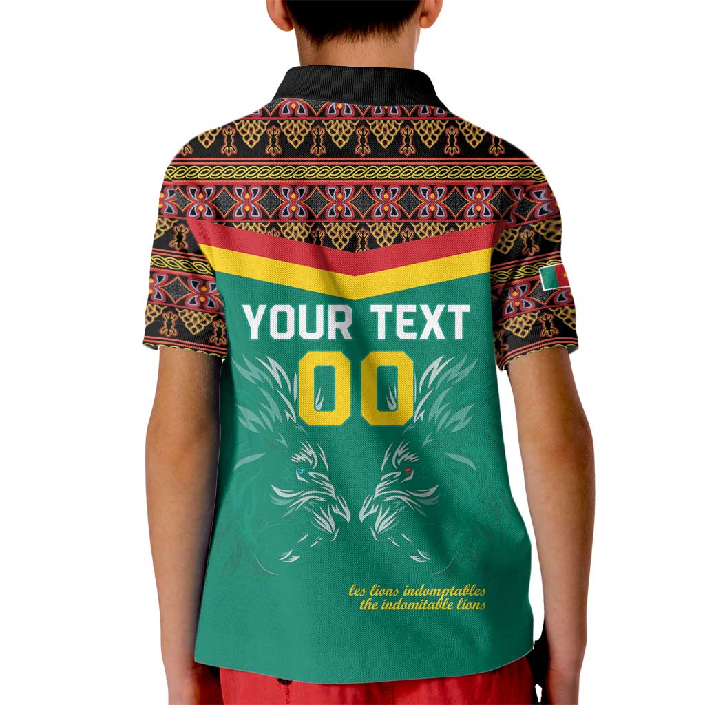 Custom Cameroon Football Kid Polo Shirt Go Champions - Toghu Pattern