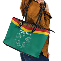 Custom Cameroon Football Leather Tote Bag Go Champions - Toghu Pattern