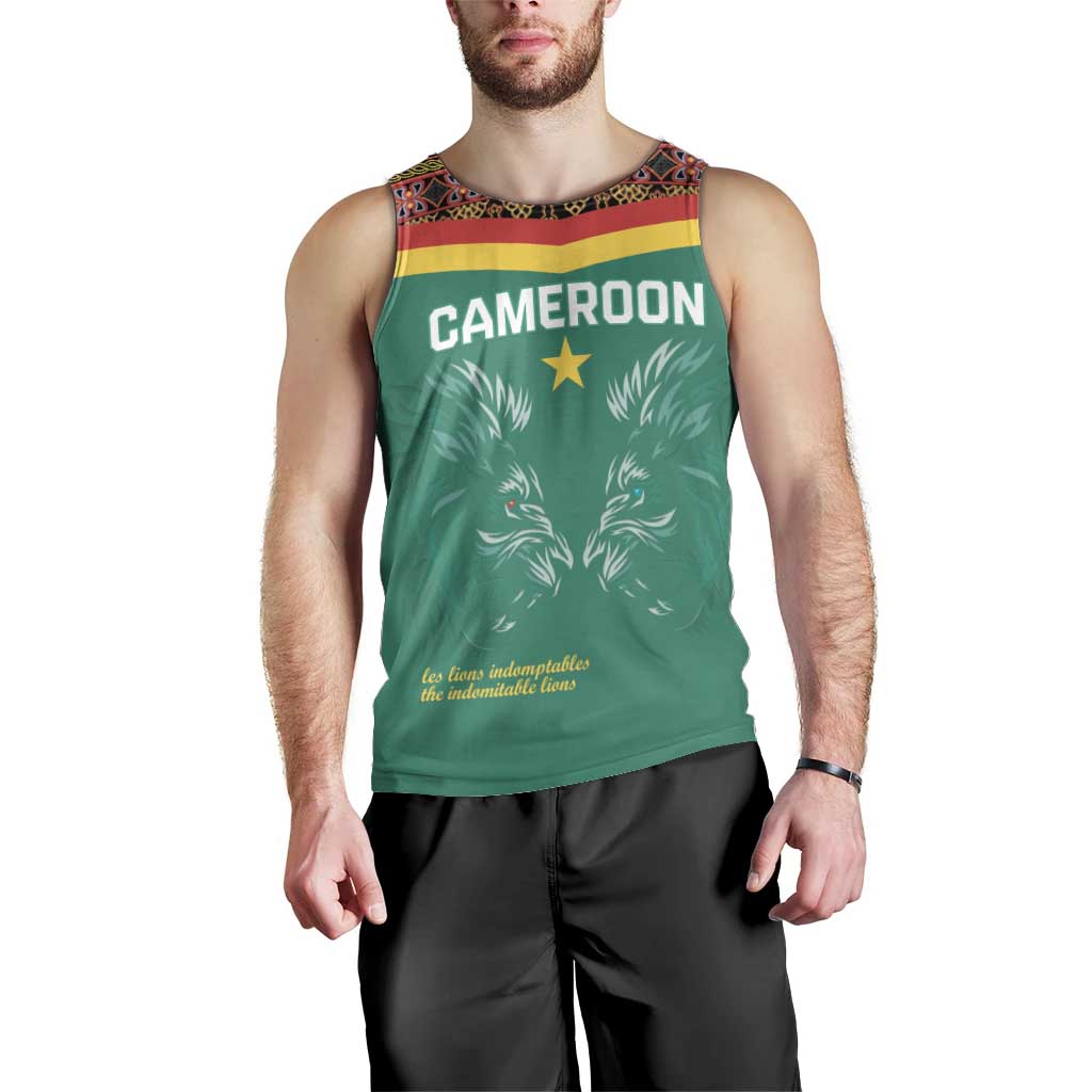 Custom Cameroon Football Men Tank Top Go Champions - Toghu Pattern