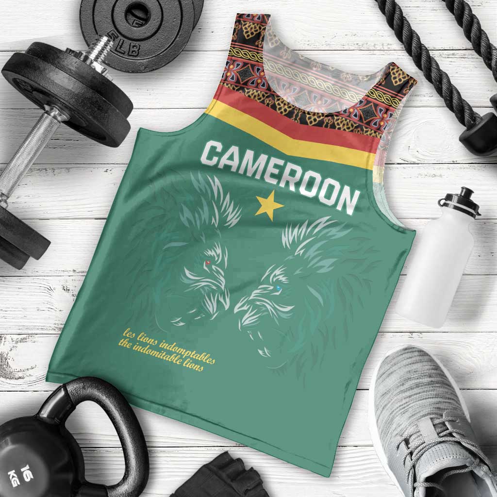 Custom Cameroon Football Men Tank Top Go Champions - Toghu Pattern