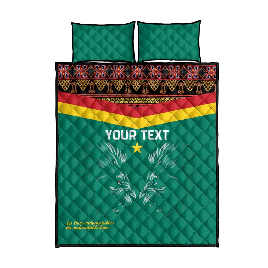 Custom Cameroon Football Quilt Bed Set Go Champions - Toghu Pattern