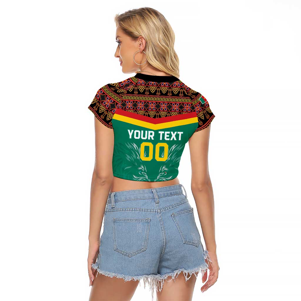 Custom Cameroon Football Raglan Cropped T Shirt Go Champions - Toghu Pattern