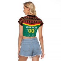 Custom Cameroon Football Raglan Cropped T Shirt Go Champions - Toghu Pattern