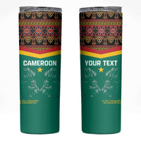 Custom Cameroon Football Skinny Tumbler Go Champions - Toghu Pattern