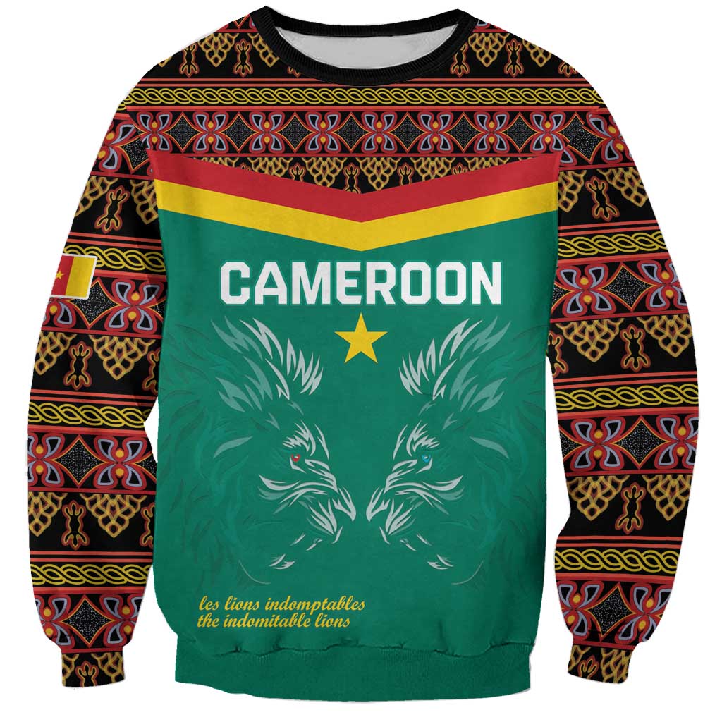 Custom Cameroon Football Sweatshirt Go Champions - Toghu Pattern