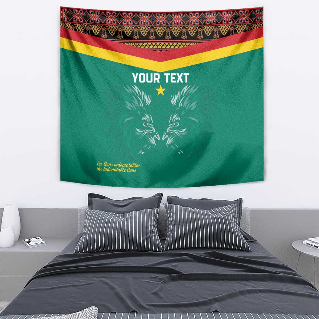 Custom Cameroon Football Tapestry Go Champions - Toghu Pattern