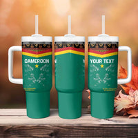 Custom Cameroon Football Tumbler With Handle Go Champions - Toghu Pattern