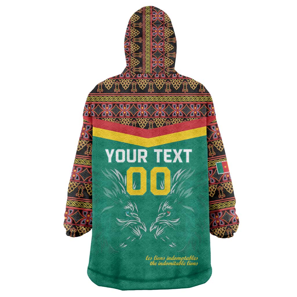 Custom Cameroon Football Wearable Blanket Hoodie Go Champions - Toghu Pattern