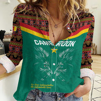 Custom Cameroon Football Women Casual Shirt Go Champions - Toghu Pattern