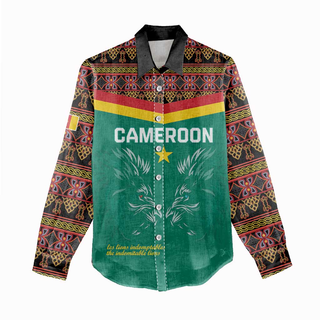 Custom Cameroon Football Women Casual Shirt Go Champions - Toghu Pattern