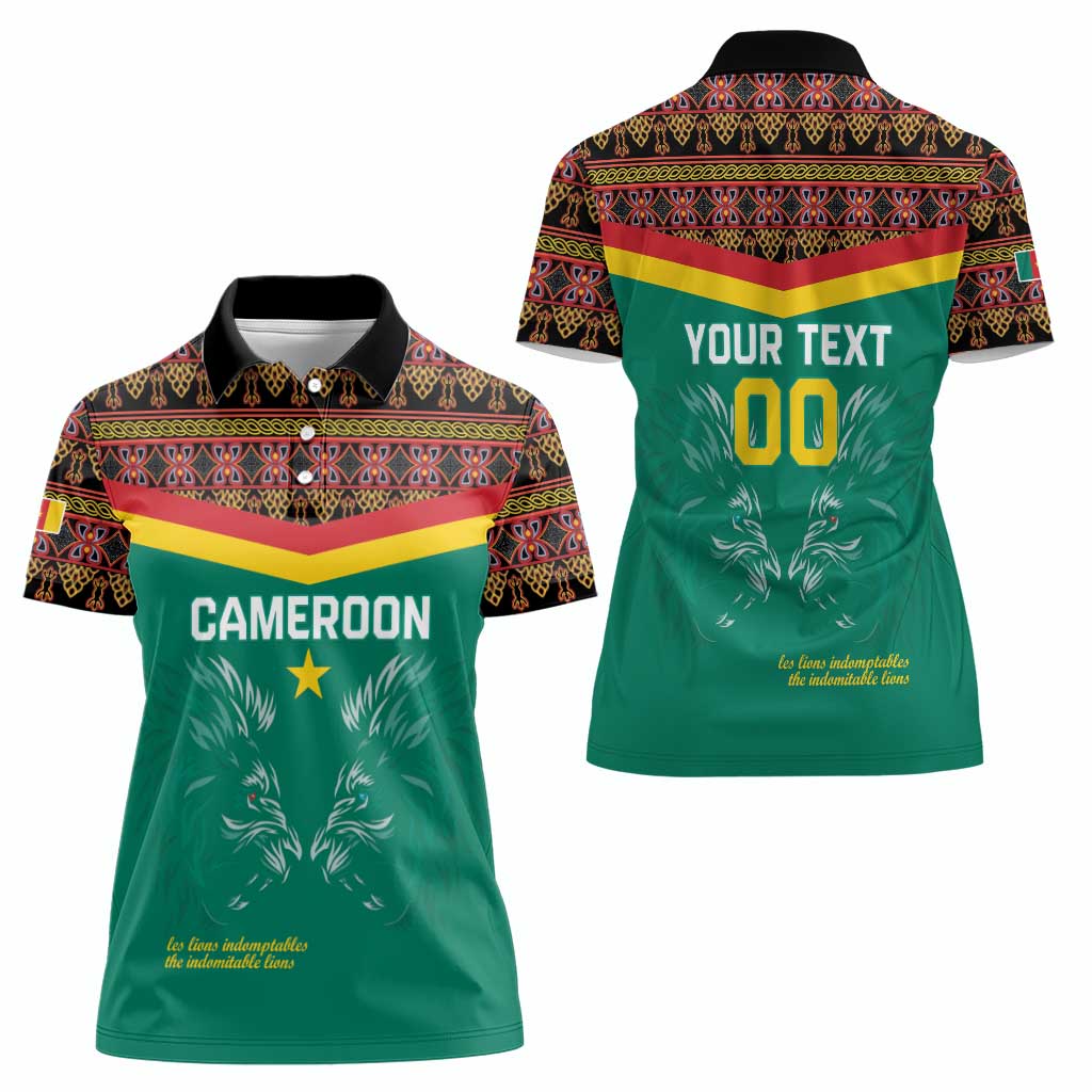 Custom Cameroon Football Women Polo Shirt Go Champions - Toghu Pattern