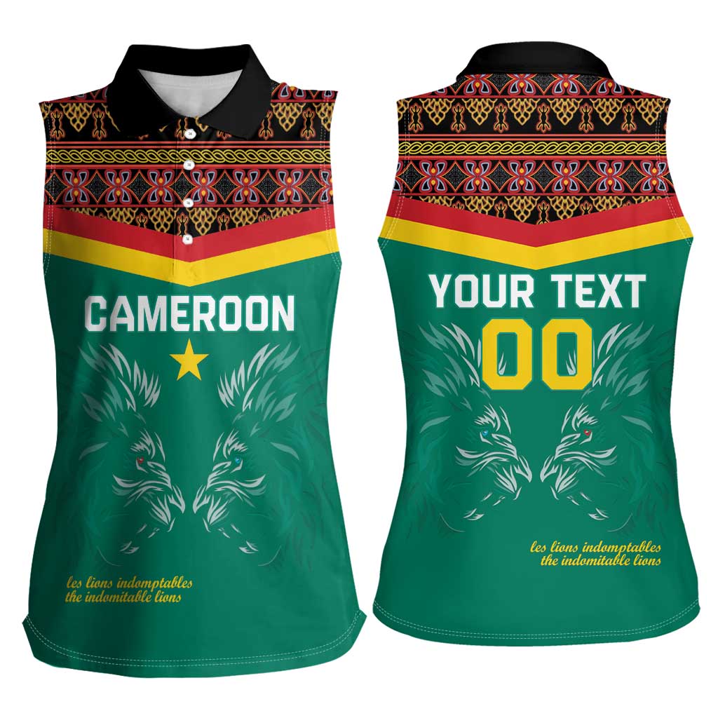 Custom Cameroon Football Women Sleeveless Polo Shirt Go Champions - Toghu Pattern