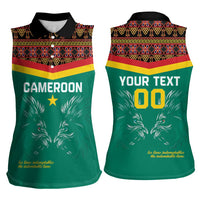 Custom Cameroon Football Women Sleeveless Polo Shirt Go Champions - Toghu Pattern