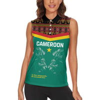Custom Cameroon Football Women Sleeveless Polo Shirt Go Champions - Toghu Pattern
