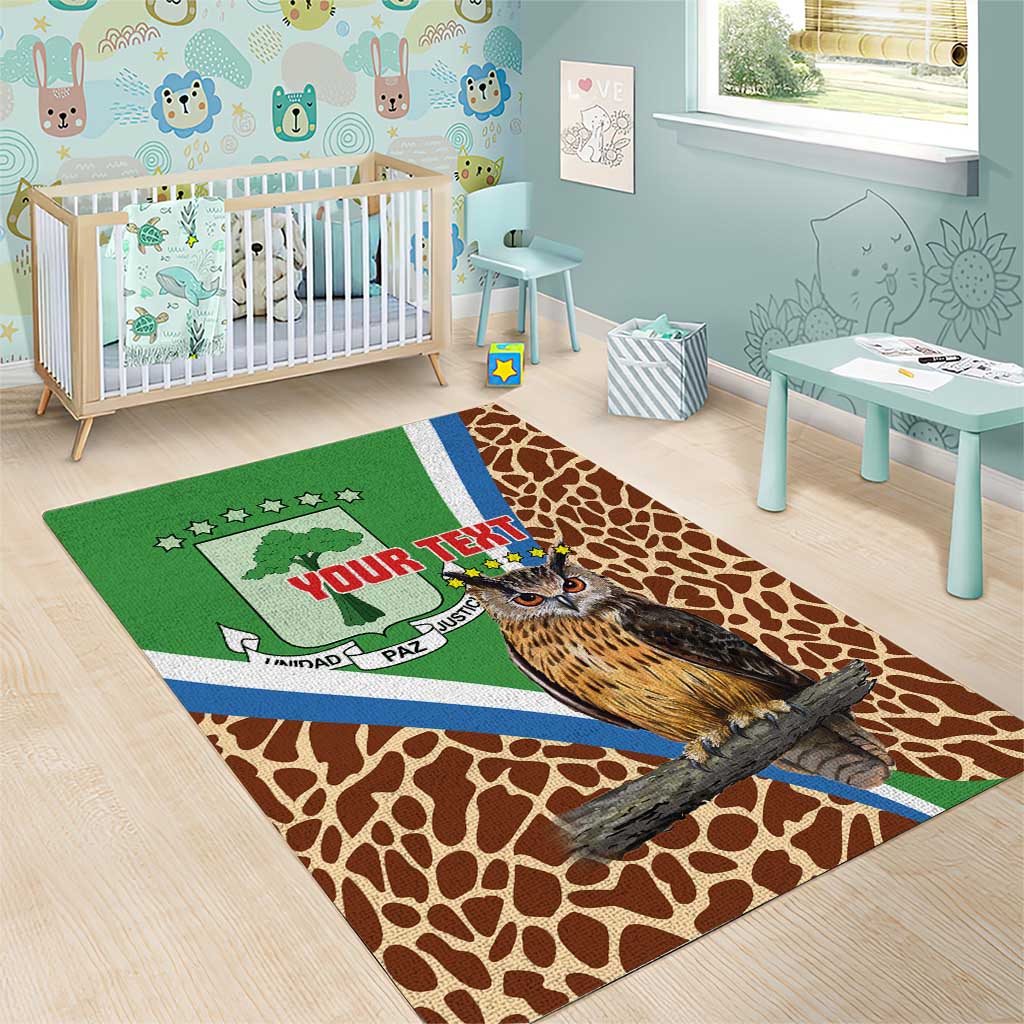 Personalised Equatorial Guinea Area Rug Bubo Poensis Mix Giraffe Pattern