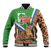 Personalised Equatorial Guinea Baseball Jacket Bubo Poensis Mix Giraffe Pattern