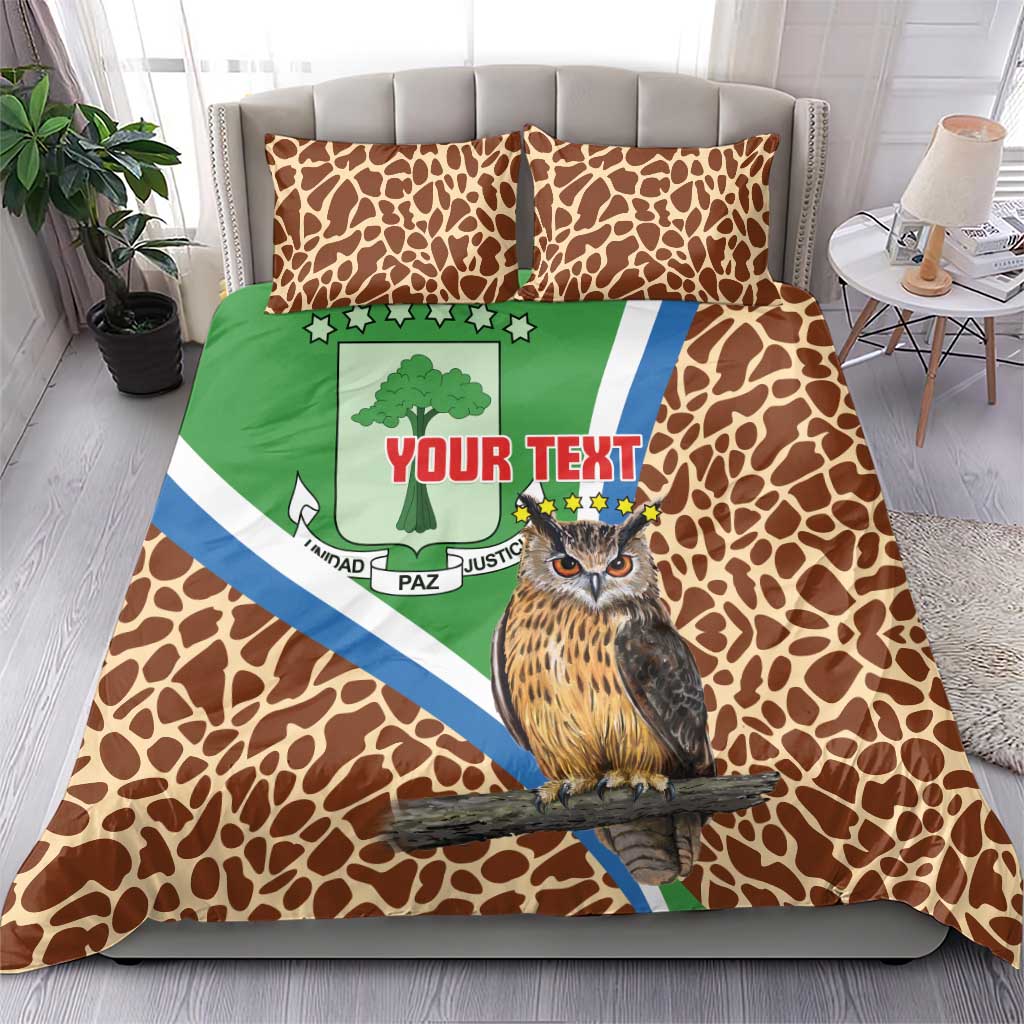 Personalised Equatorial Guinea Bedding Set Bubo Poensis Mix Giraffe Pattern