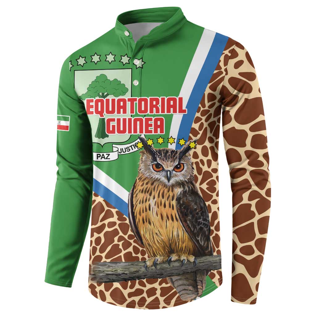 Personalised Equatorial Guinea Button Sweatshirt Bubo Poensis Mix Giraffe Pattern